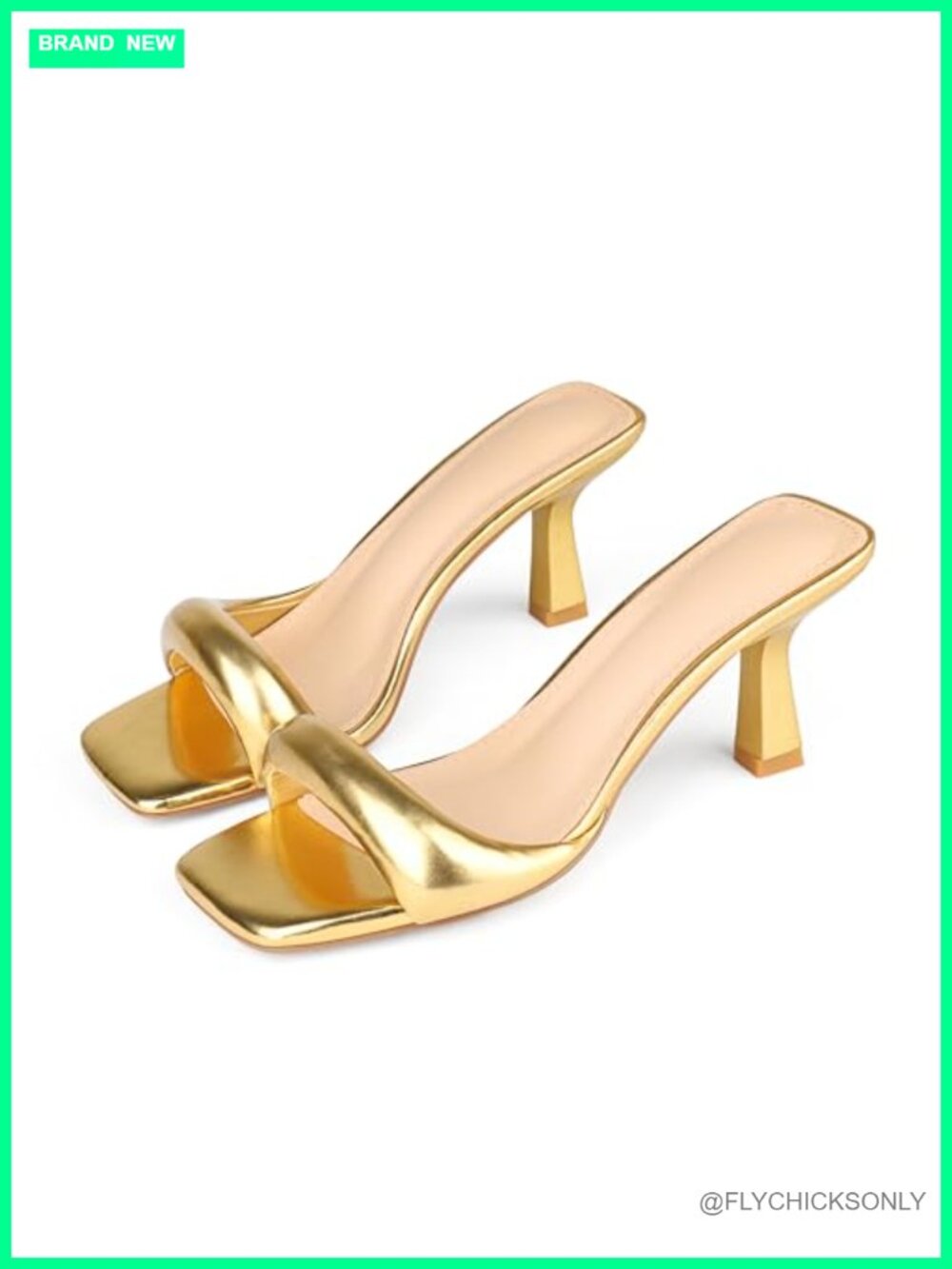 Heeled Mules Square Toe Kitten Heels Slip On Sandals